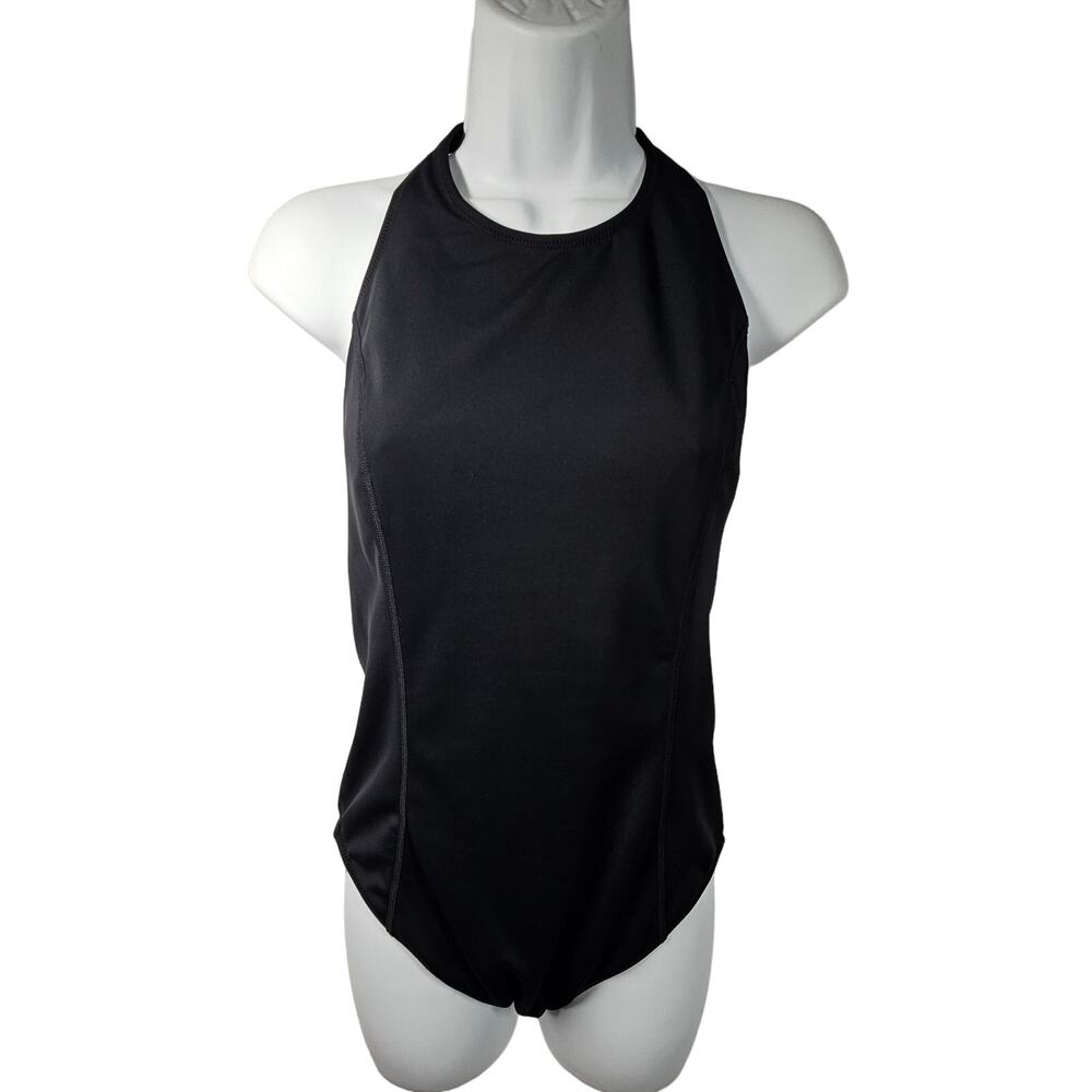 Athleta Black Offshore Paddle One-Piece High Neck Halter Swimsuit Medium